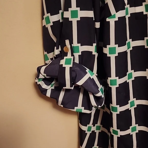 NWOT MICHAEL KORS FULL ZIP BLOUSE Unique Print - Picture 6 of 12